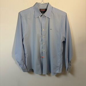 Vineyard Vines Men's Blue Gingham Checkered Shirt Button Down Large